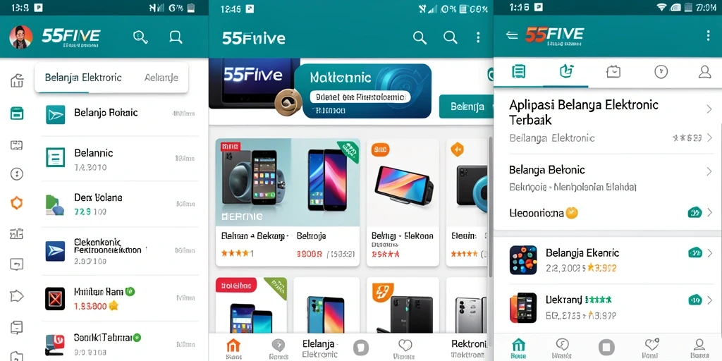 Antarmuka aplikasi 55FIVE yang intuitif dan menarik.