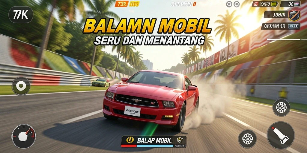 Tampilan antarmuka game Balap Mobil yang menarik dan mudah digunakan.