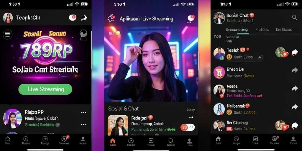 Screenshot antarmuka 789RP yang menampilkan fungsi Live Streaming.