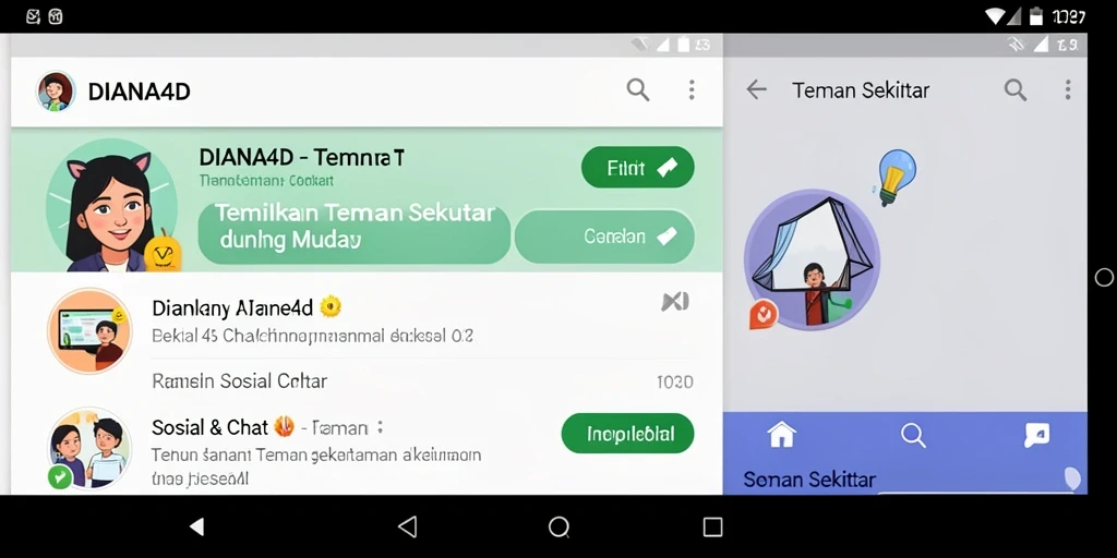 Antarmuka pengguna DIANA4D menampilkan fitur pencarian teman yang intuitif.