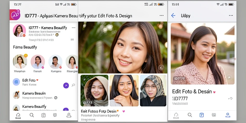 Antarmuka canggih ID777 dengan fitur edit foto yang lengkap.