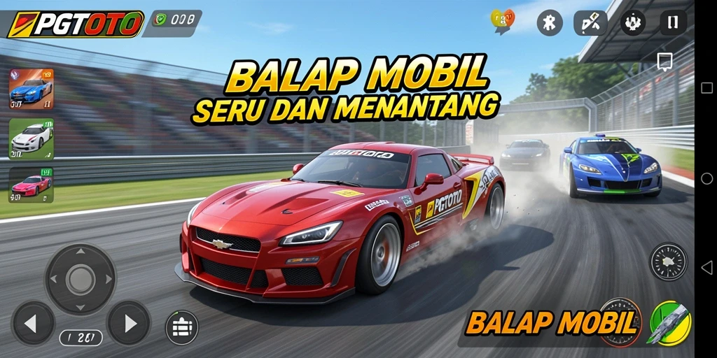 Tampilan antarmuka PGTOTO yang menarik dan menampilkan aksi balapan.