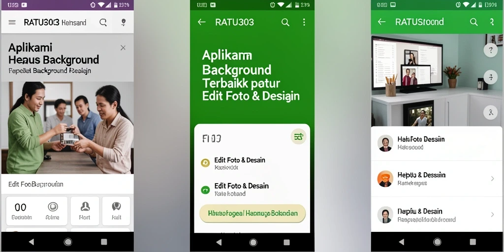 Antarmuka aplikasi RATU303 untuk penghapusan background foto.